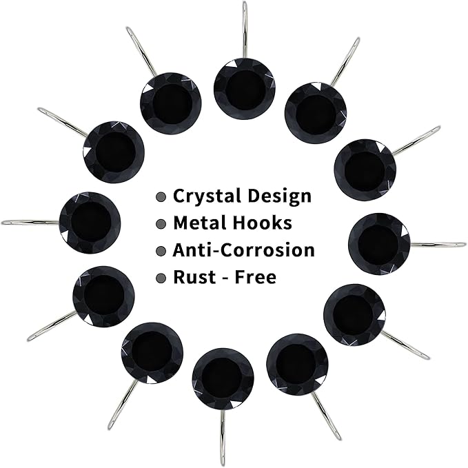 MitoVilla Black Shower Curtain Hooks Rings, Metal Shower Hooks - Image 4