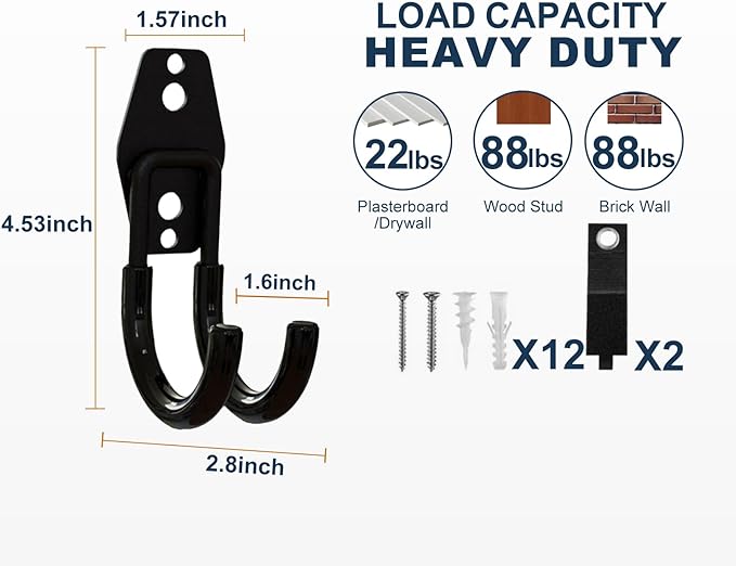 Garage Hooks Heavy Duty, 6 Pack Small Round Steel Garage Storage Hooks - Image 2