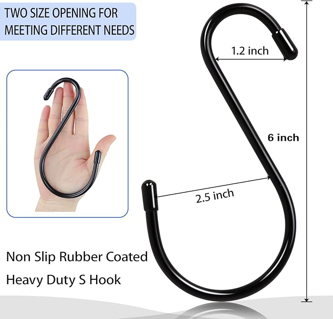 DINGEE 6 Pack Large S Hooks, Rubber Coated, Heavy Duty Non Slip, Bird Feeders - Image 2