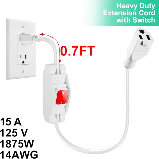 Outdoor Waterproof On/Off Switch Extension Cord, Heavy Duty 125v/250v Black - Image 3