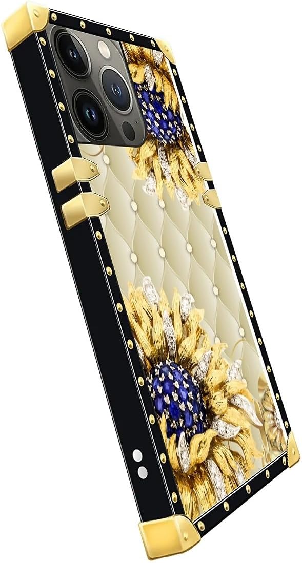 Compatible with iPhone 15 Pro Max Case, Sunflower Diamonds Leather Luxury - Image 4