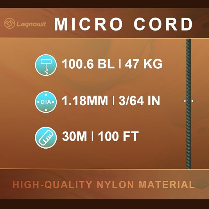 Micro Paracord, 1.18mm x 100ft Thin Mini Utility Braided Small Paracord - Image 3