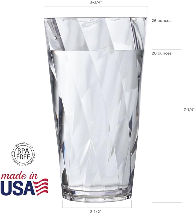 US Acrylic Optix Plastic Reusable Drinking Glasses 26oz Iced-Tea Cups in Clear - Image 5