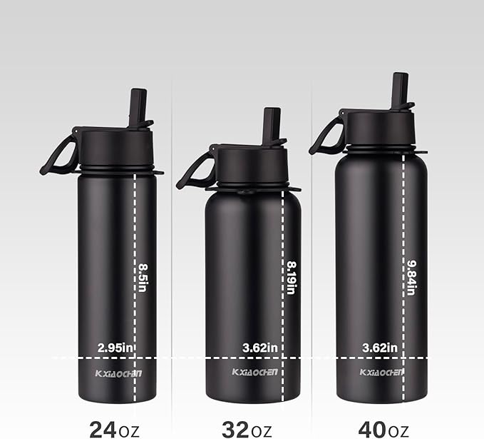 KXIAOCHEN Insulated Water Bottle, Stainless Steel Water Bottle, 2 Lids - Image 5
