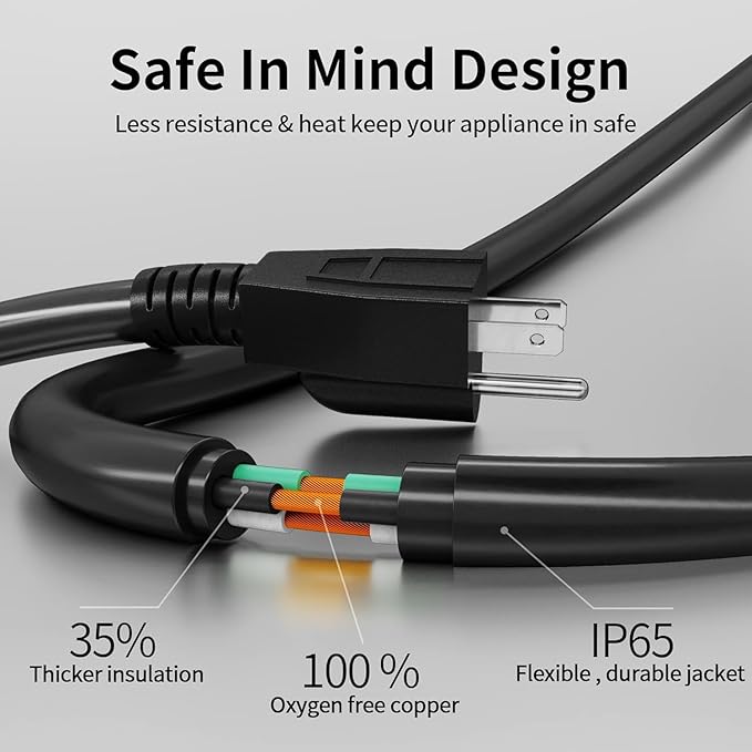12 Pack Short Extension Cord 1 Foot Black, 16/3 Gauge Indoor Power Extension - Image 3