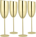 TJ Champagne Glasses Set of 4 Stainless Steel Champagne Flutes 8.5 oz by TJ