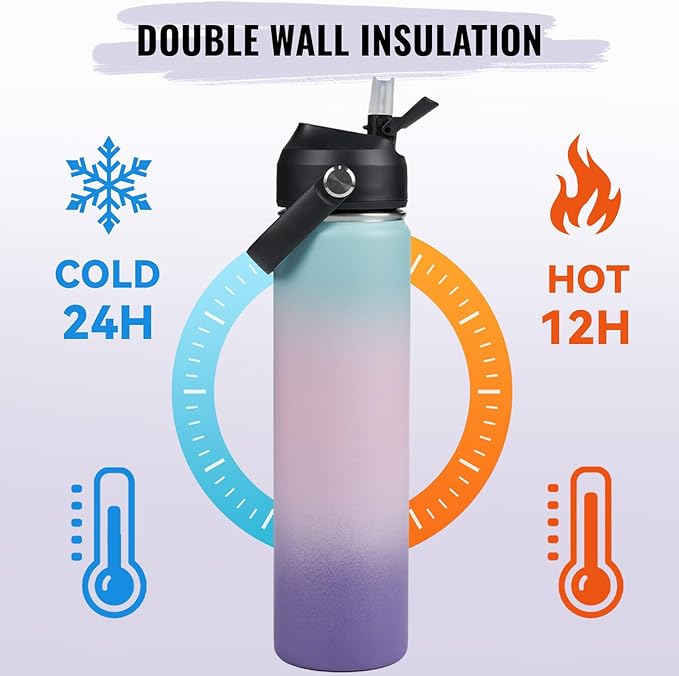 Fijinhom 24oz Insulated Stainless Steel Water Bottle, Wide Mouth Double Wall - Image 6