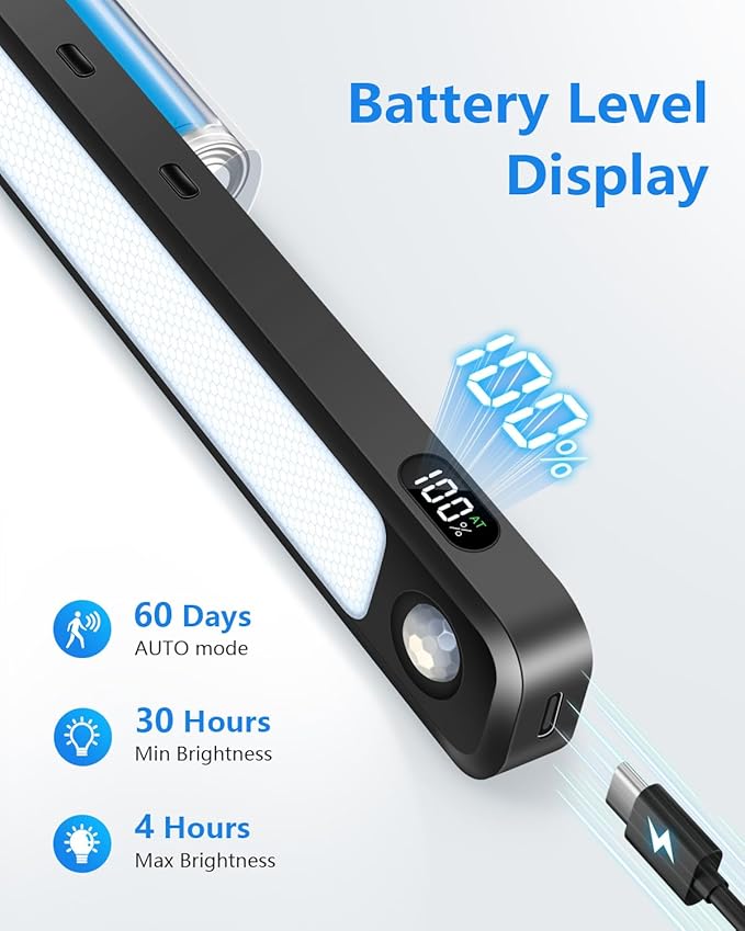 Ferswe 5W Motion Sensor Magnetic Light Bar, 2500mAh Rechargeable Under Cabinet - Image 7
