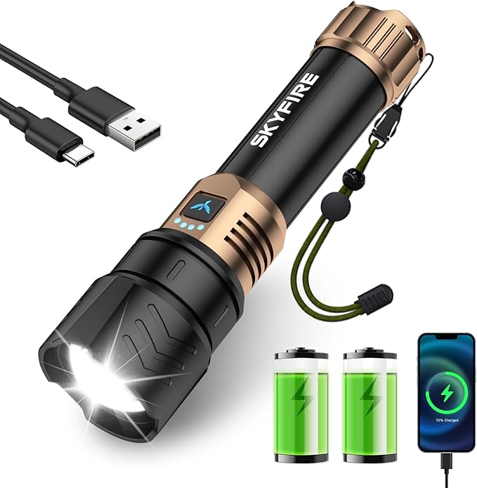 SKYFIRE Rechargeable Flashlights High Lumens, 10000mAh Super Bright Flashlight - Image 9