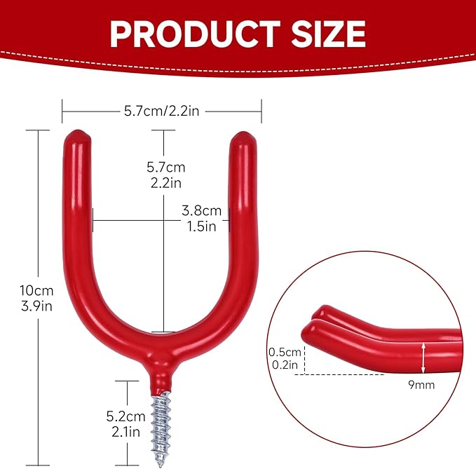 12 Pack Garage Storage System Steel U Hooks - Image 5