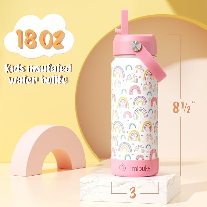 Fimibuke Kids Insulated Water Bottle, 18oz BPA FREE Kids Cups - Image 2