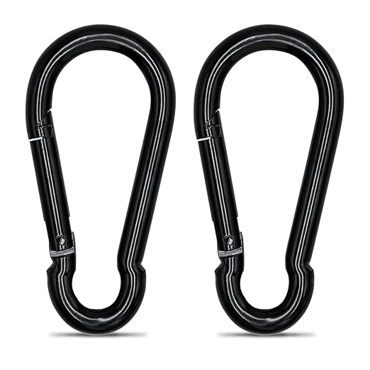Large Carabiner Clip Hook, 4 inch 2 pcs Black Heavy Duty Spring Snap Hook Key by KINLINK