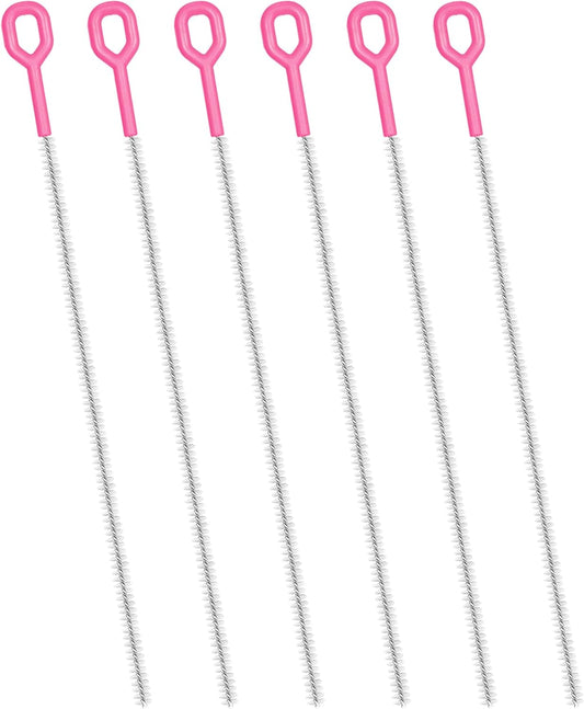 6 Pack Straw Cleaner Brush - 12.6" Extra Long Straw Cleaners Full Bristles Coverage with Different Sizes and Comfortable Handle for Reusable Drinking Straws,Bottle,Cup,Tube - 10mm Pink