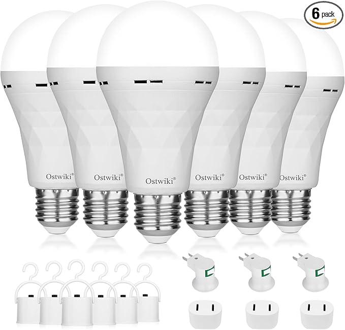 Ostwiki Rechargeable Light Bulbs, 6 Pack Battery Operated Backup Emergency by OstwikiDecorationLights
