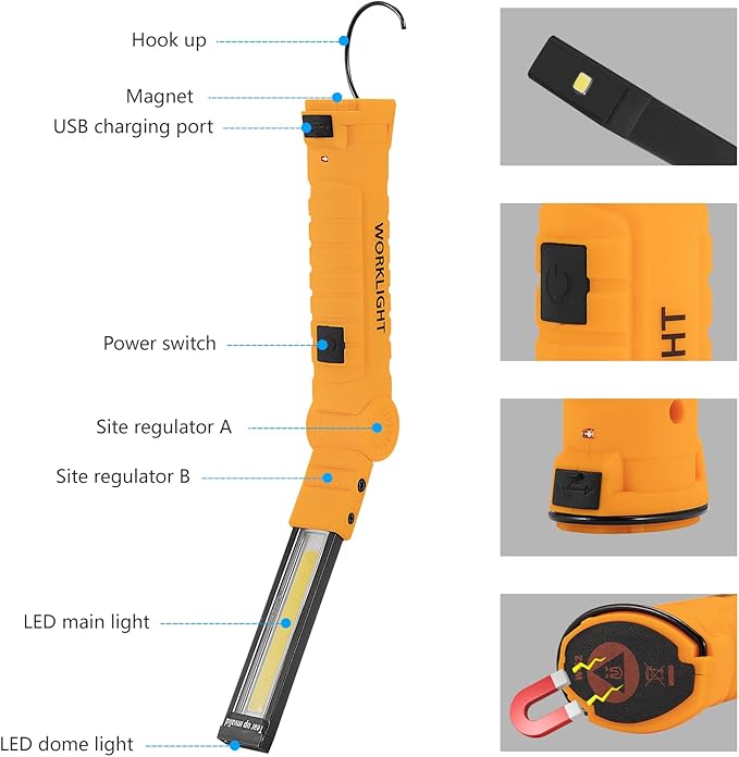 Lmaytech 3 Pack Rechargeable LED Work Lights - Image 2