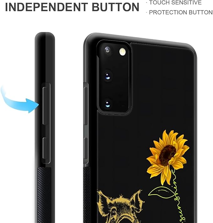 for Samsung Galaxy S20 Case, Pig Sunflower Yellow Sunshine Pattern Graphic - Image 6