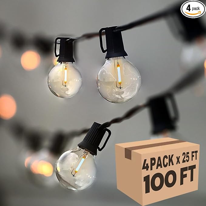 Lampat String Lights, LED 100 Light Bulbs, 100Ft G40 Globe String Lights by Lampat