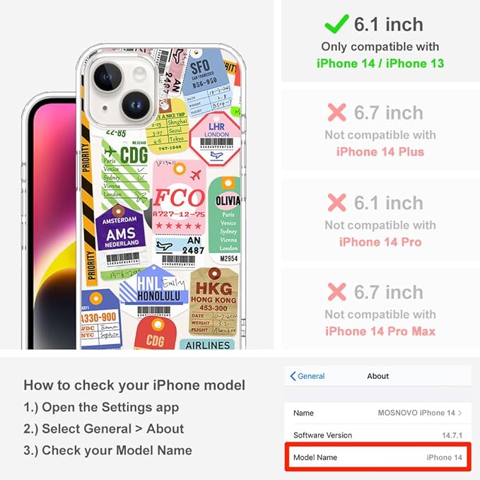 MOSNOVO for iPhone 13/14 Case | Military Grade 6.6ft Drop Tested | Clear - Image 2