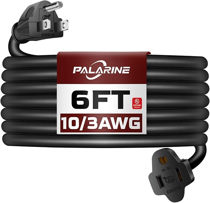 6ft Black Outdoor Extension Cord Waterproof, UL Listed, 10/3 SJTW Heavy Duty 3 by PALARINE
