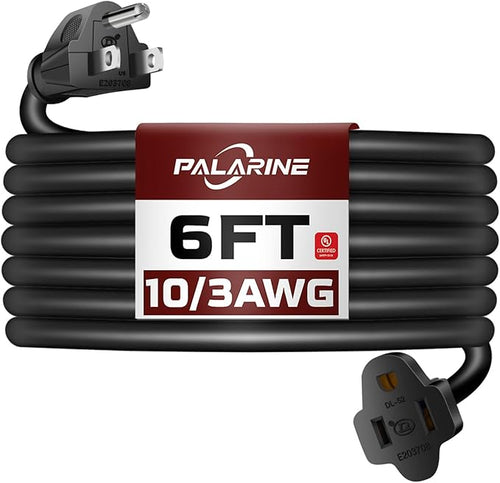 6ft Black Outdoor Extension Cord Waterproof, UL Listed, 10/3 SJTW Heavy Duty 3 by PALARINE