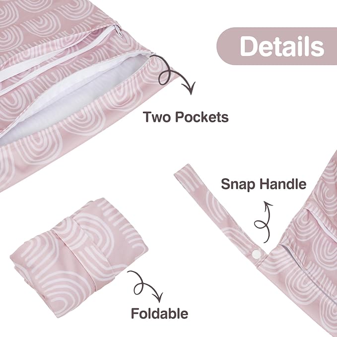2pcs Cloth Diaper Wet Dry Bags Waterproof Reusable - Image 2