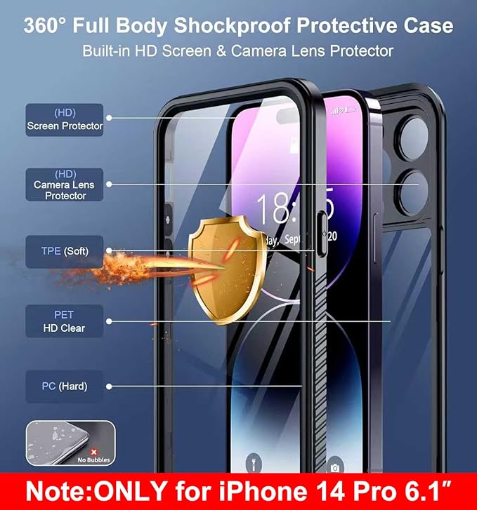 SPIDERCASE Only Designed for iPhone 14 Pro Case Waterproof, Built-in Lens & - Image 6