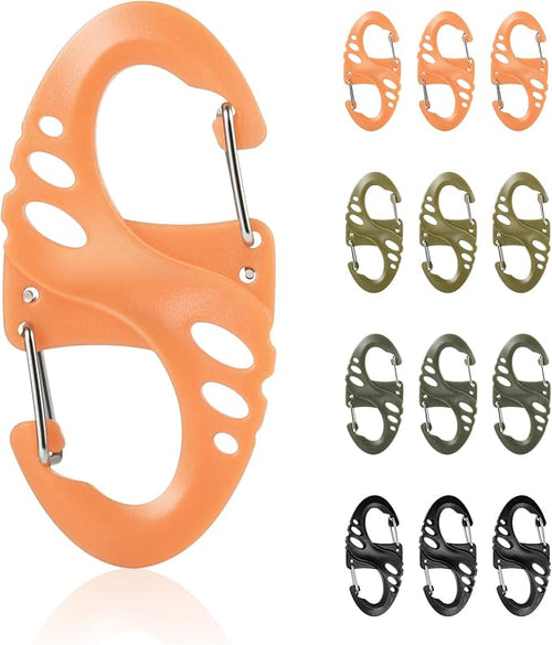 12 Pack 2" Carabiner Clip Plastic S Carabiner Clips Paracord Keychain Hooks by CooBigo