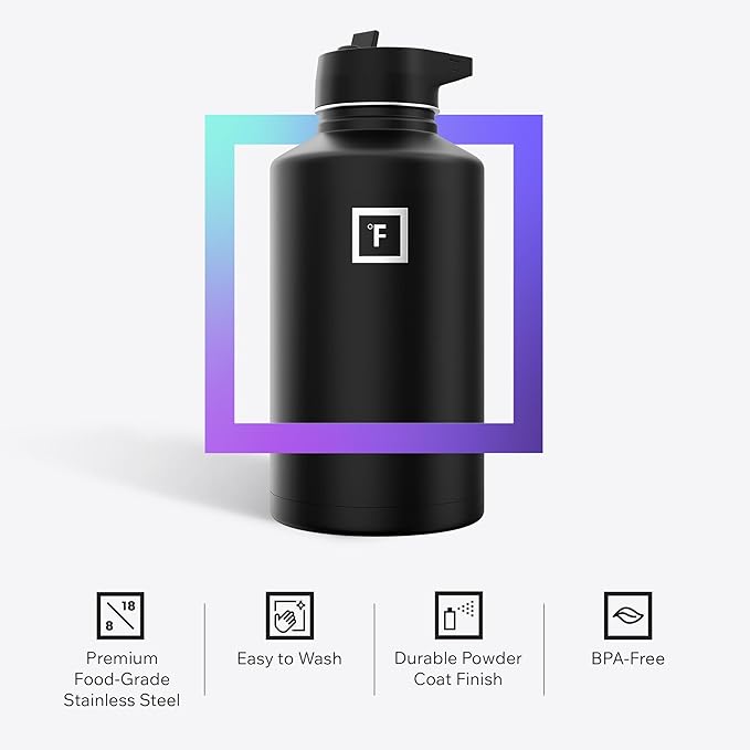 IRON °FLASK Camping & Hiking Hydration Flask - 64 oz Dark Night - Image 5