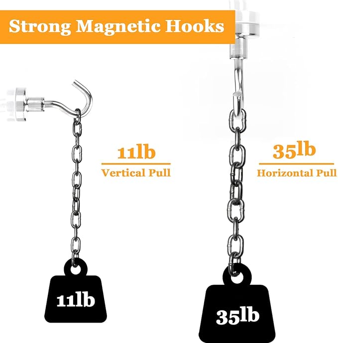 MIN CI Magnetic Hooks Heavy Duty, 35lb+ Strong Magnetic Wall Hooks - Image 9