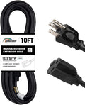 Indoor Outdoor Extension Cord Weatherproof, UL Certified, 12 Gauge 10FT Black 3 by HONDERSON