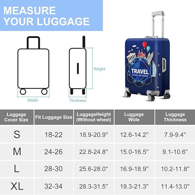 ANNA QUEEN Travel Globe Airplane Luggage Cover -Stretchable Airplane Suitcase - Image 7