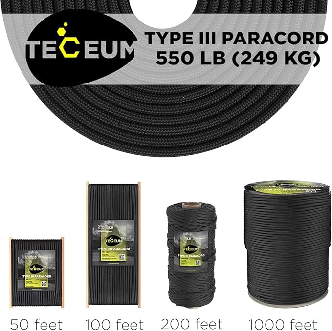 TECEUM 5/32" Paracord Rope 1000 – 1000ft / 200ft / 100ft / 50ft – Tactical - Image 9
