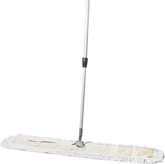 Commercial Dust Mop – 48 Inch Floor Sweeper for Hardwood, Reusable Cotton Mop Head, Extendable Handle, Dry Mop for Floor Cleaning & Janitorial Supplies