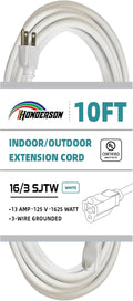Indoor Outdoor Extension Cord Weatherproof, UL Certified, 16 Gauge 10FT White 3 by HONDERSON