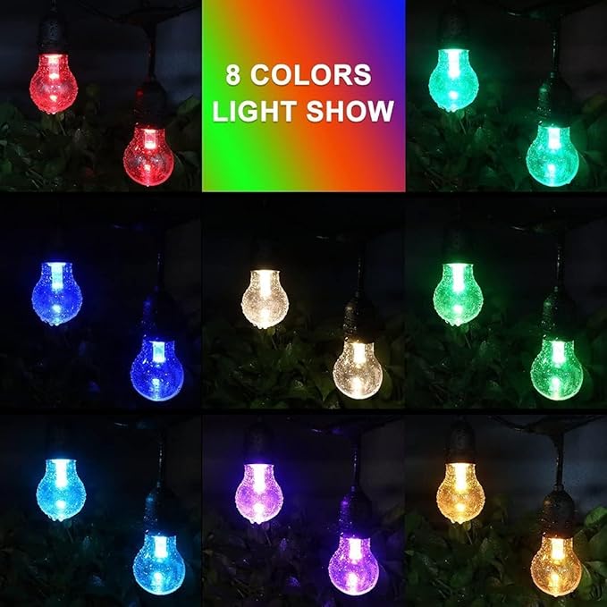 105FT Solar Outdoor String Lights, 32 Shatterproof E26 Edison LED Bulbs - Image 4
