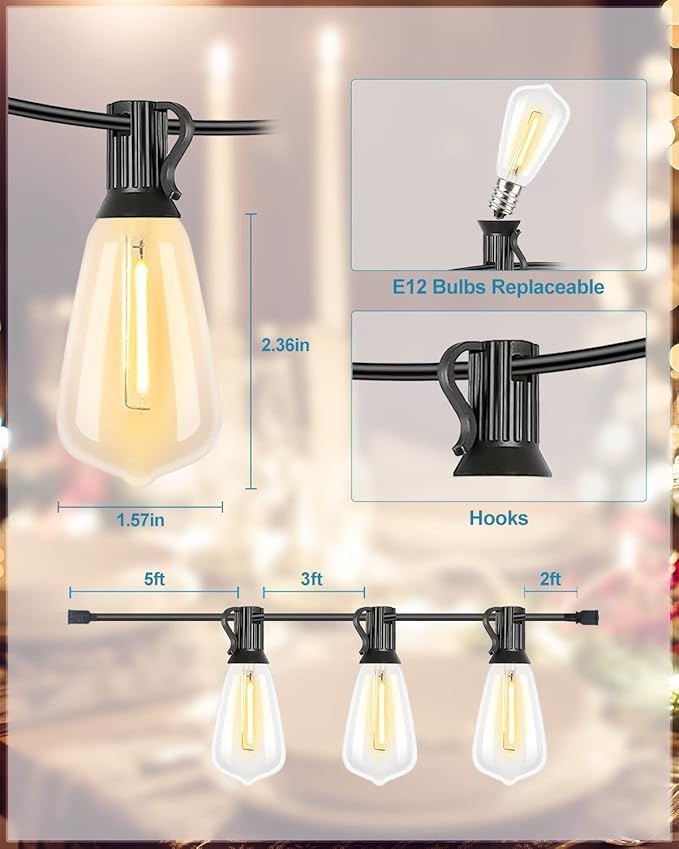 Lightdot 250FT Outdoor String Lights, LED Bistro String Lights - Image 3