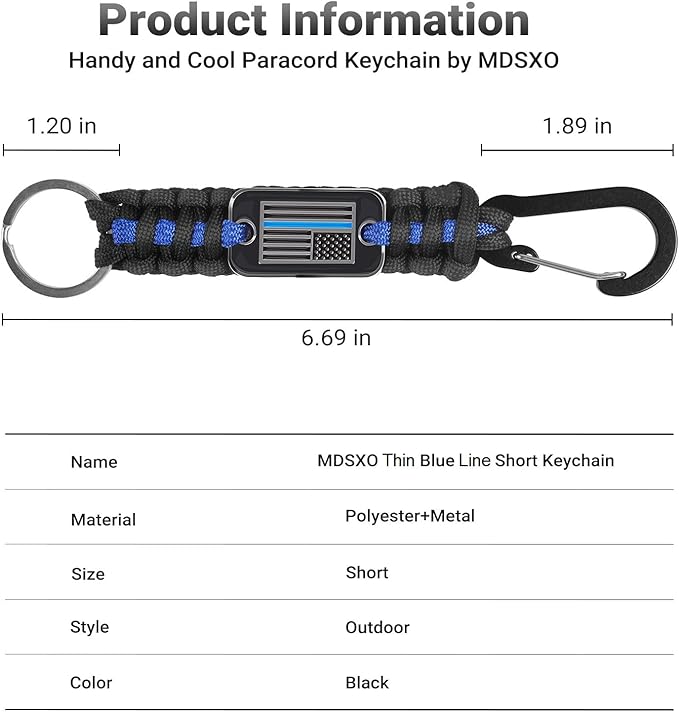 Thin Blue Line Paracord Key Lanyard - Image 3