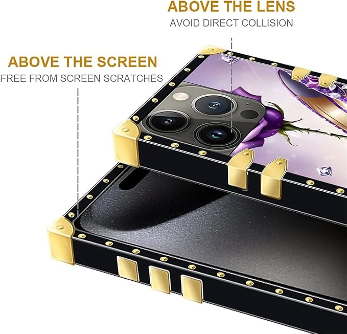 Compatible with iPhone 16 Pro Max Case, High Heeled Purple Diamond Rose Luxury - Image 6