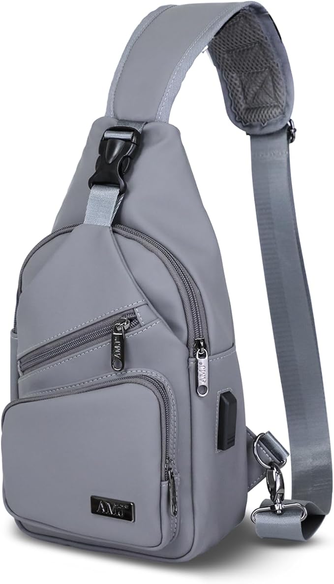 AMJ Crossbody Sling Bag Men Women, Casual Shoulder Backpack, Chest Daypack by AMJ