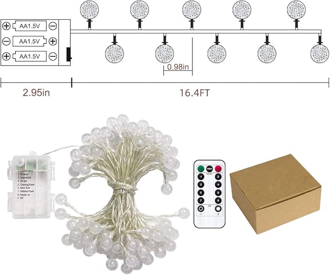 Metaku Outdoor String Lights Battery Operated 16.4ft 50LED Fairy Lights - Image 7