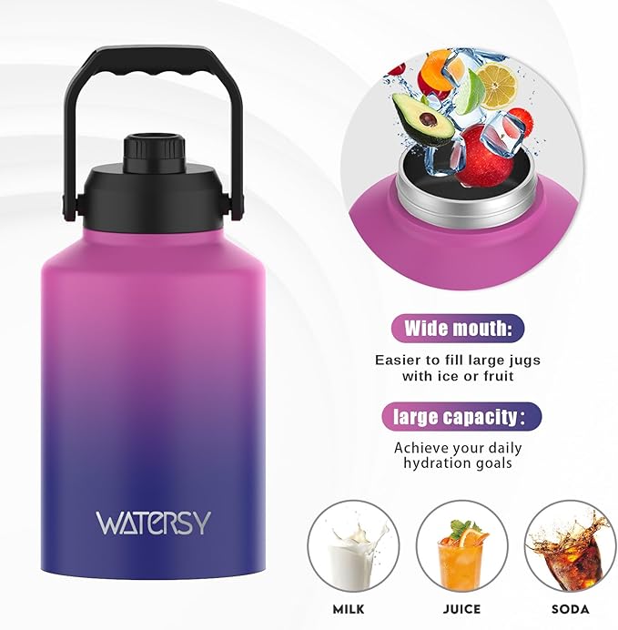 WATERSY Half Gallon Water Bottle Insulated, BPA Free&Leak Proof, 64oz Stainless - Image 5