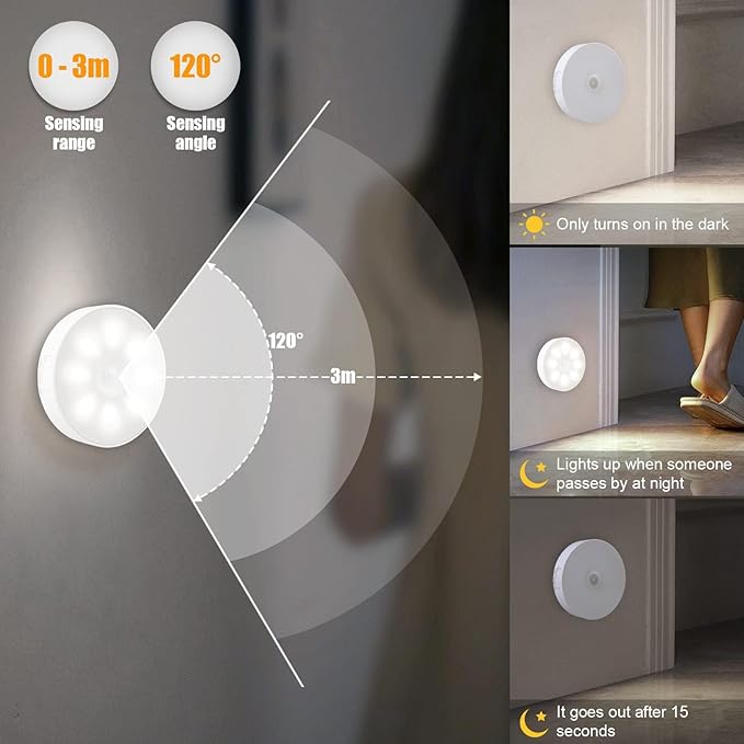 Motion Sensor Light Indoor, Electight Night Light USB Rechargeable, 3 Light - Image 5