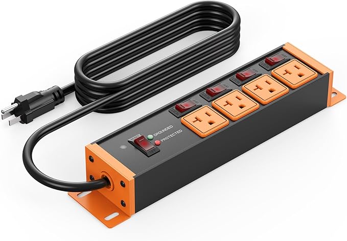 CCCEI Heavy Duty Surge Protector Power Strip 20 Amp Individual Switches. 25FT by CCCEI