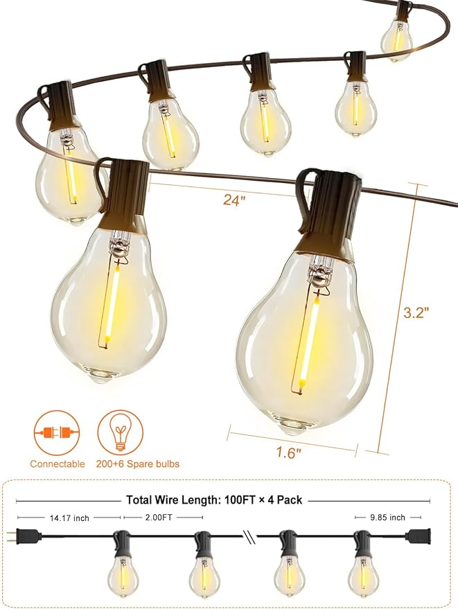 DAMAING Outdoor-String-Lights-Patio-Light-Outside 400FT Waterproof Patio Lights - Image 7