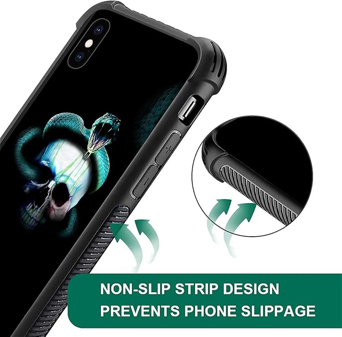 for iPhone X/Xs Case, Skeleton Winding Snake Pattern Graphic Design Girl Boy - Image 3