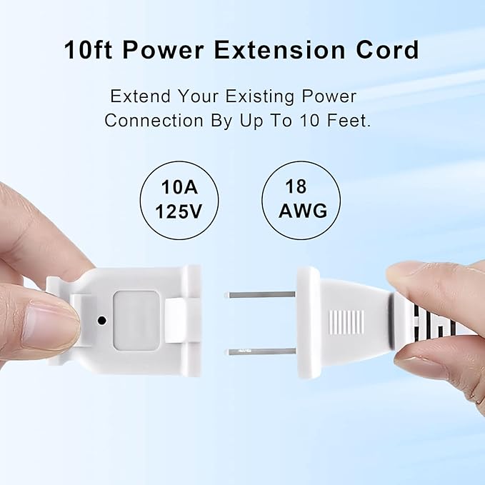 2 Prong Extension Cord, US Male/Female Power Cable - Image 3