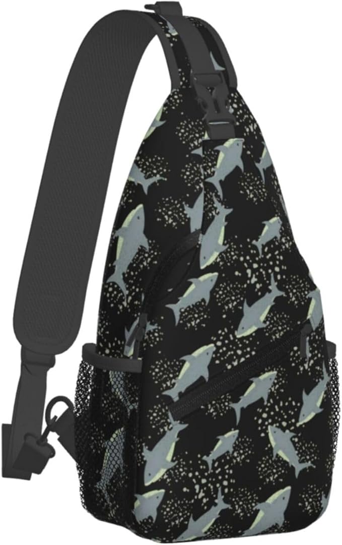 Sea Shark Sling Bag For Women Men Cute Shark Pattern Backpack Crossbody - Image 2