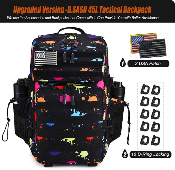 45L Tactical Backpack for Men Women, Military Assault Pack - Image 2