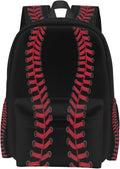 cfpolar 17 Inch Backpack Black Baseball Red Stitches Laptop Bag Shoulder Bag by homedecorations