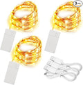 3 Pack Rechargeable Fairy Lights 10ft 30 LED, 4 Modes Battery Copper Wire by Unknown